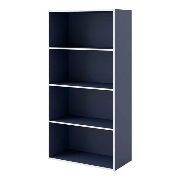 Furniture of America Brooks Stackable 4-Tier Wood Steel Blue Bookcase