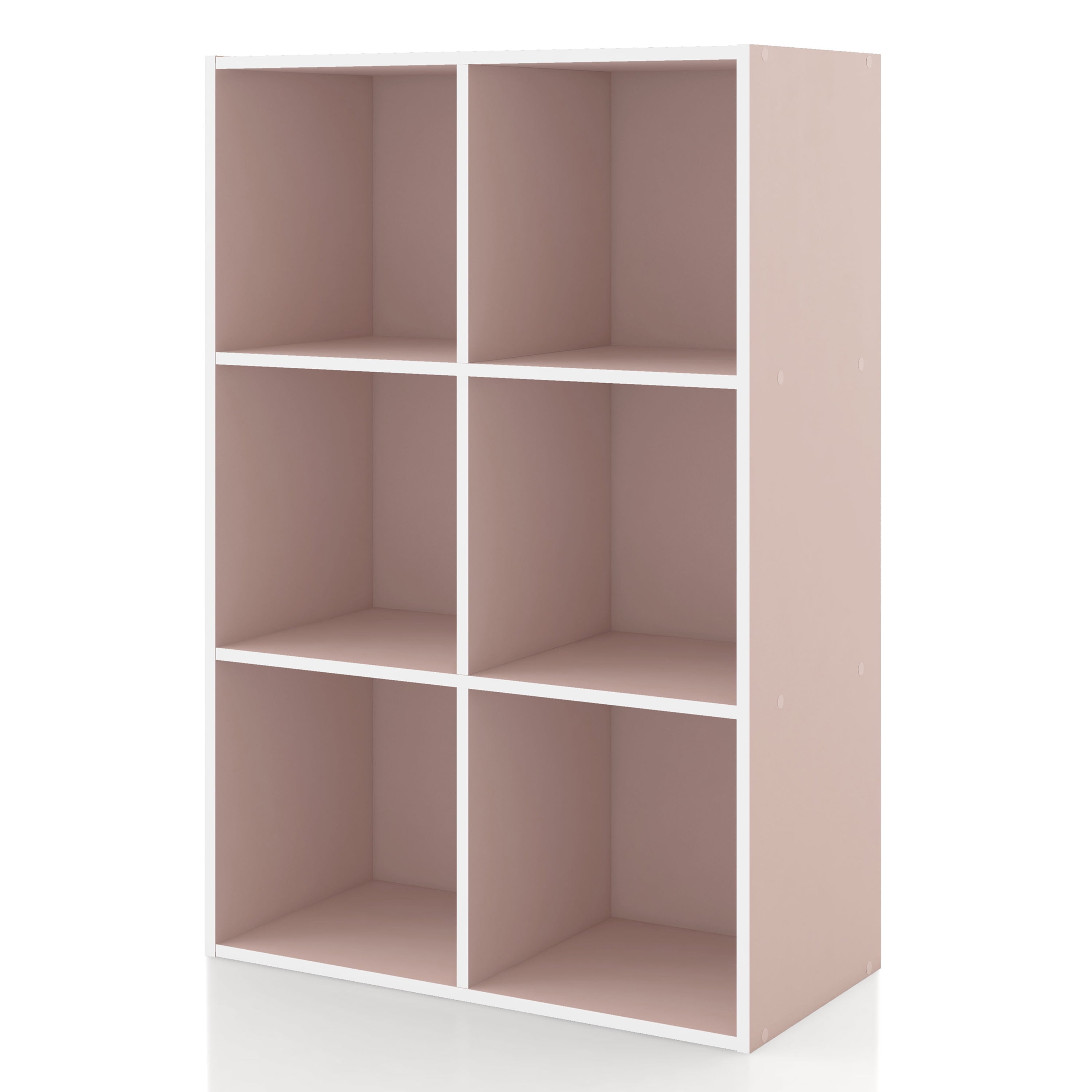 Furniture of America Brooks Stackable 6-Cube Wood Light Pink Kids Bookcase