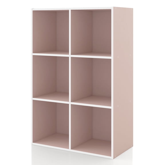 Furniture of America Brooks Stackable 6-Cube Wood Light Pink Kids Bookcase