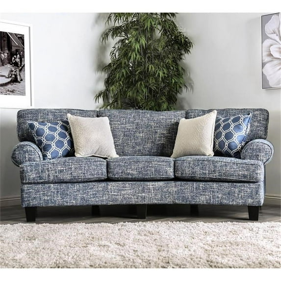 Furniture of America Brummitt Transitional Fabric Sofa in Blue