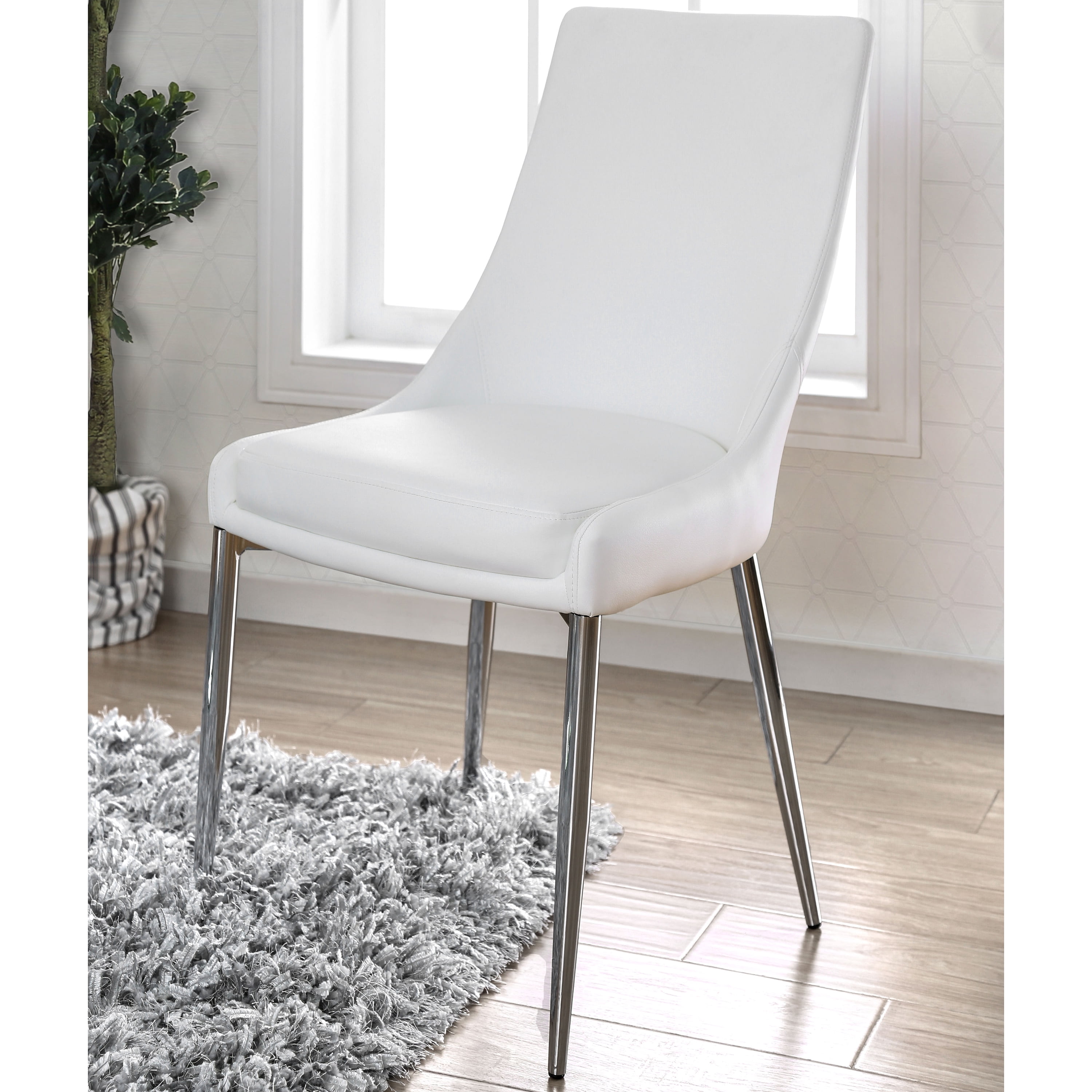 Furniture of America Bullock Upholstered Dining Chairs - Set of 2, White