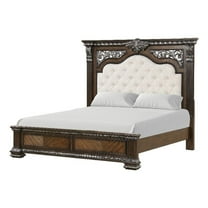 Furniture of America Byrne Wood Tufted Headboard Panel King Bed in Espresso