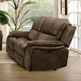 thumbnail image 1 of Furniture of America Caddo Upholstered Fabric Dark Brown Reclining Loveseat, 1 of 5