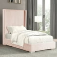 thumbnail image 1 of Furniture of America Cafein Kids Twin Extra Tall Headboard Tufted Fabric Wingback Platform Bed, Pink, 1 of 6