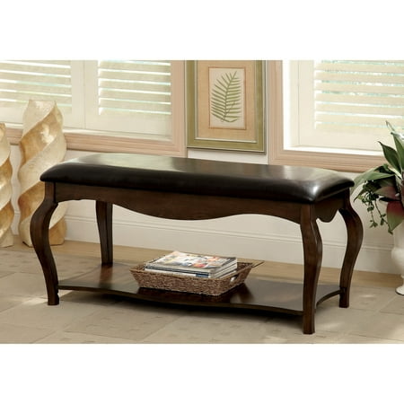 Furniture of America Cailene Padded Storage Bench, Tobacco Oak
