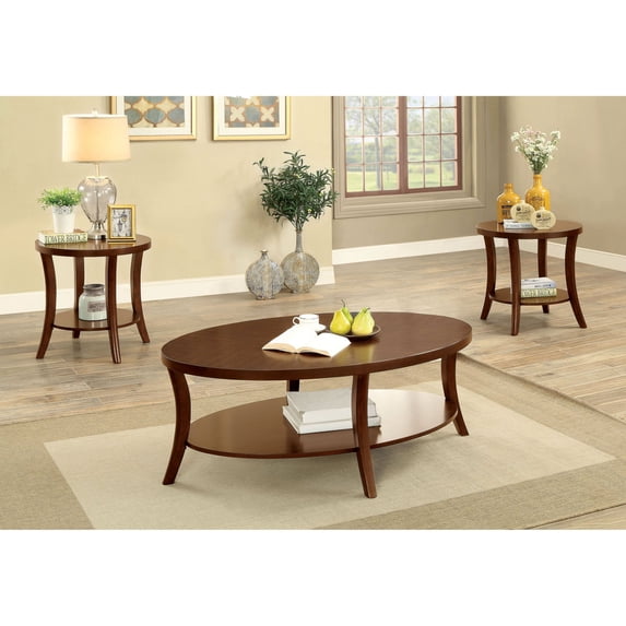 Furniture of America Camden Transitional Style 3 Piece Open Shelf Coffee Table Set