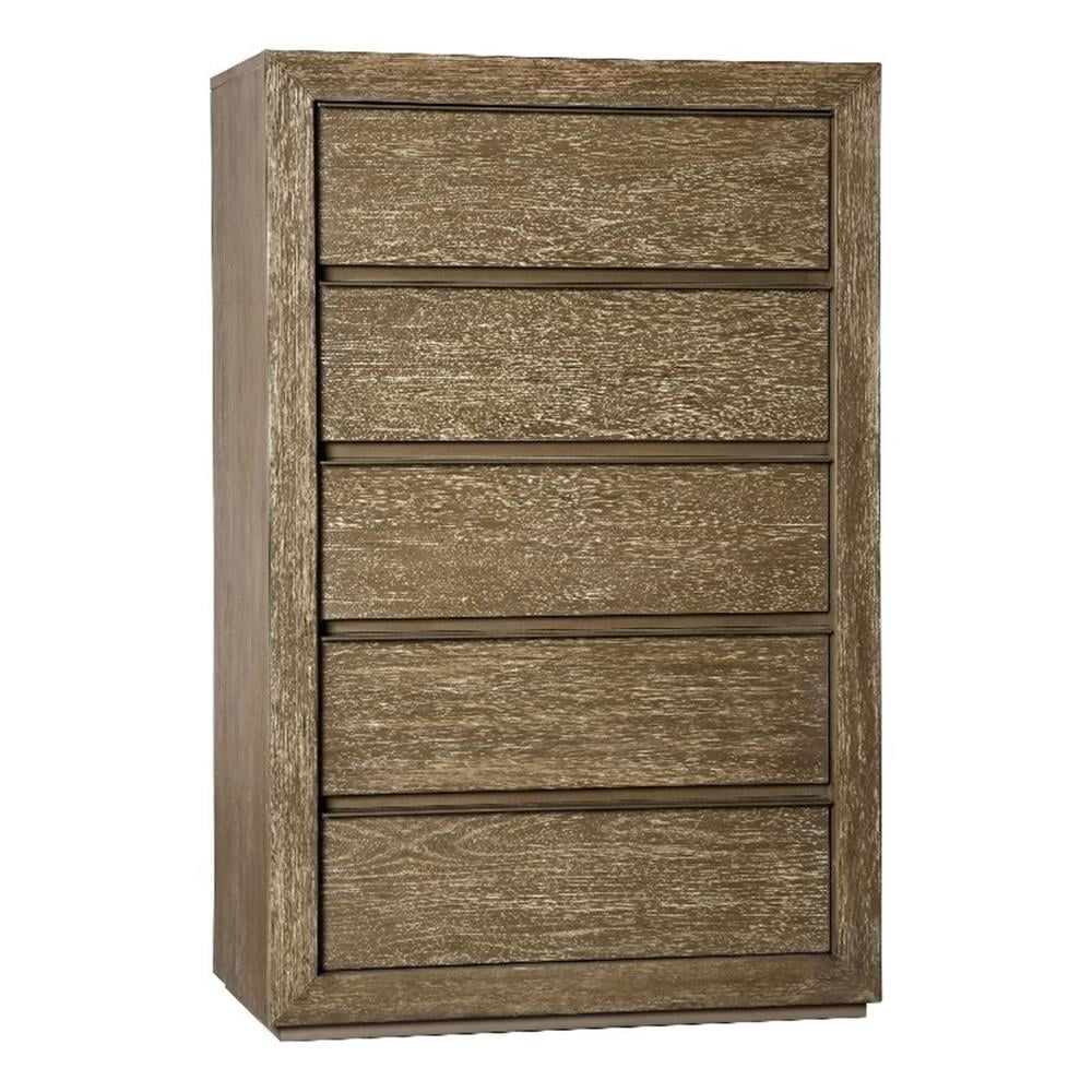 Rustic Farmhouse 5-Drawer Chest in Light Walnut Finish