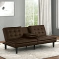 thumbnail image 1 of Furniture of America Canu Upholstered Convertible Twin Futon Daybed with USB Port, Brown, 1 of 5