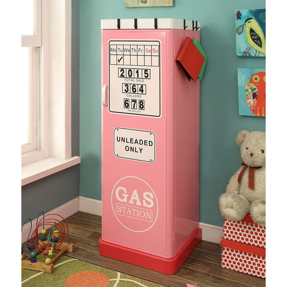 Furniture of America Carles Metal Pink 1-Door with 2 Shelves Kids Clothing Storage