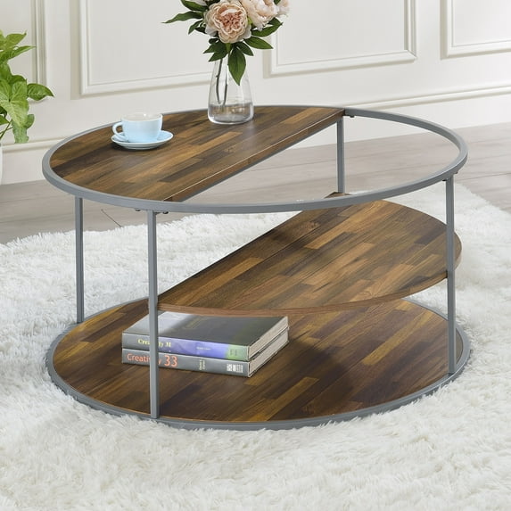 Furniture of America Carmicha Contemporary 35-inch Steel 2-Shelf Coffee Table by Grey
