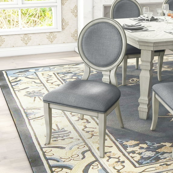 Furniture of America Carol Padded Wood Antique White and Gray Side Chairs (Set of 2)