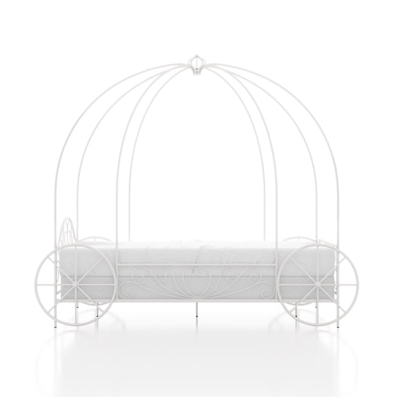 Furniture of America Carriage Kids Twin Metal Bed, White