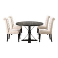 thumbnail image 1 of Furniture of America Castore Wood 5-Piece Round Dining Table Set in Ivory, 1 of 9