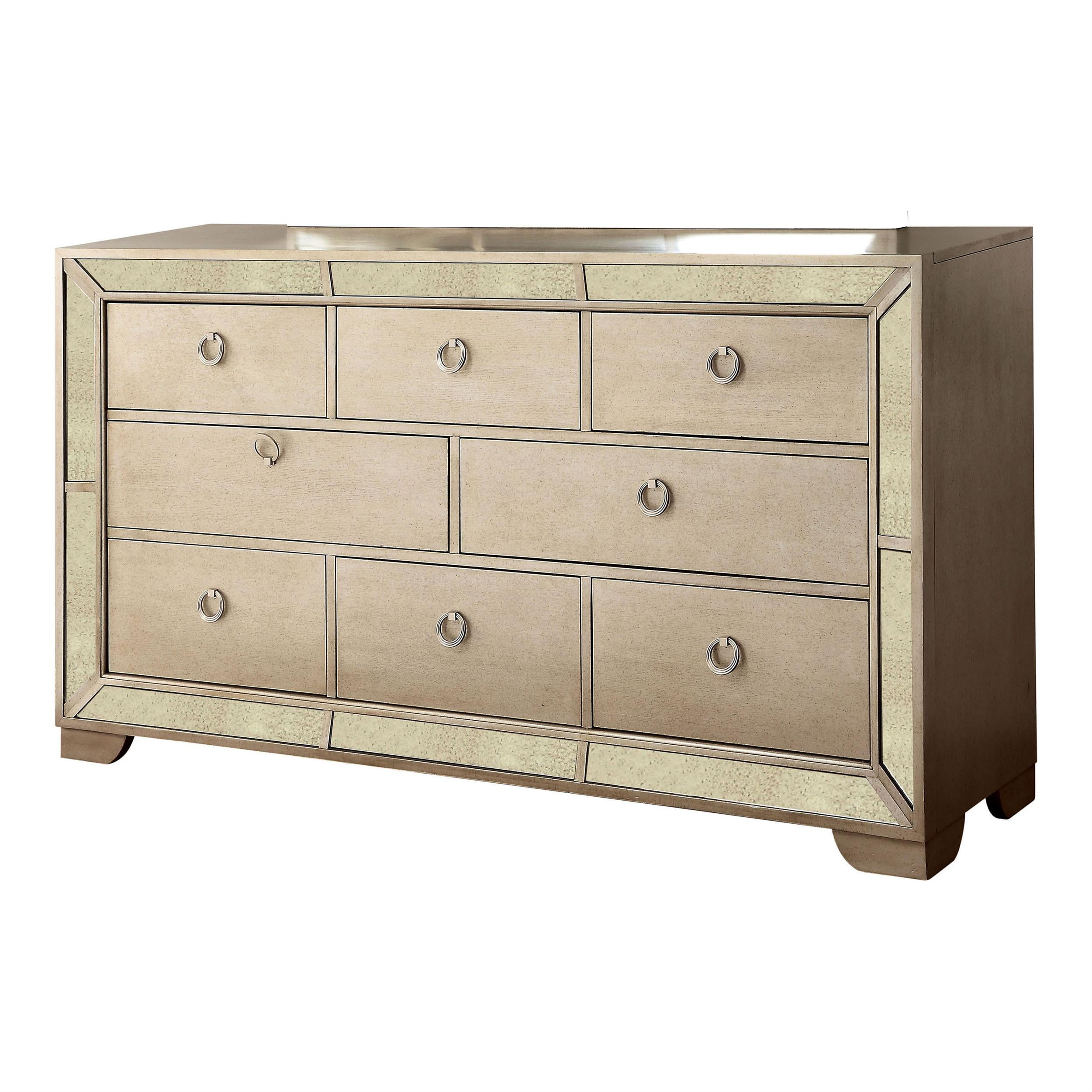 Furniture of America Farrah Transitional 7 Drawer Wood Dresser in Silver Walmart