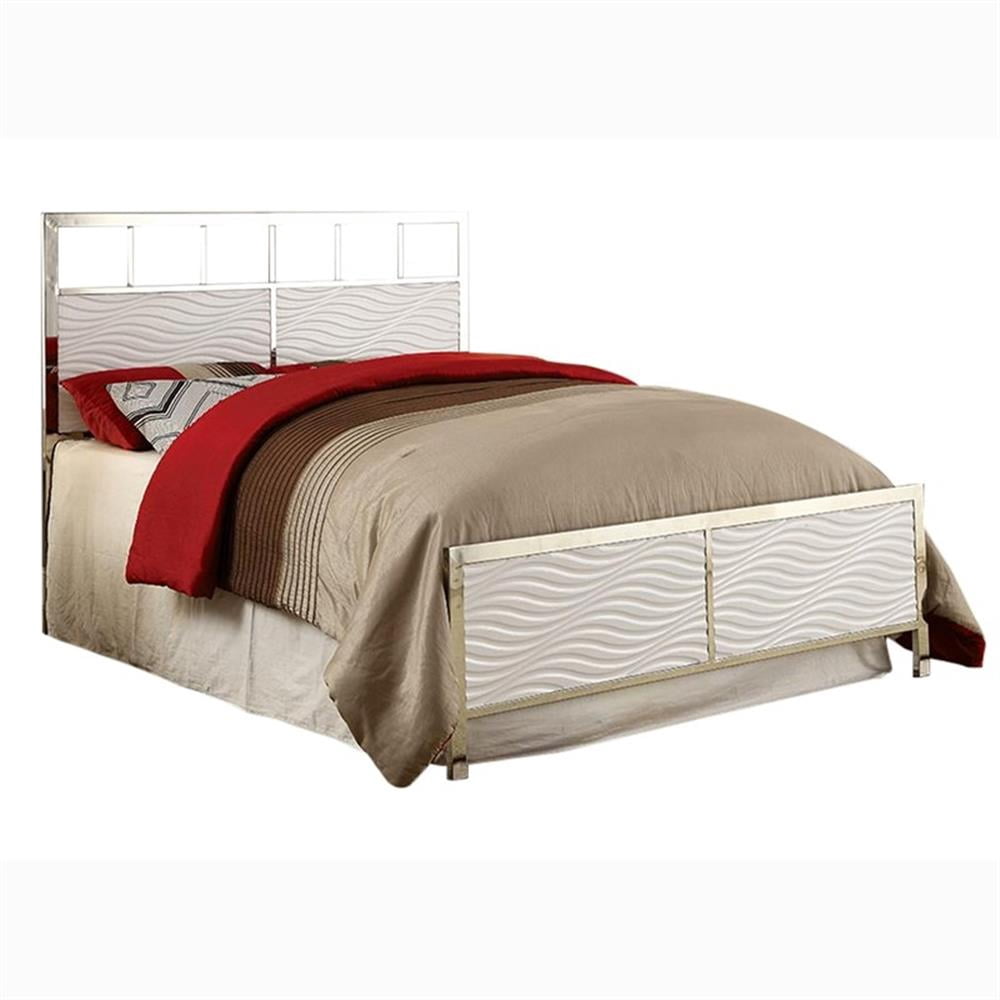 Furniture of America Cepher Wood Queen Headboard and Footboard in White ...