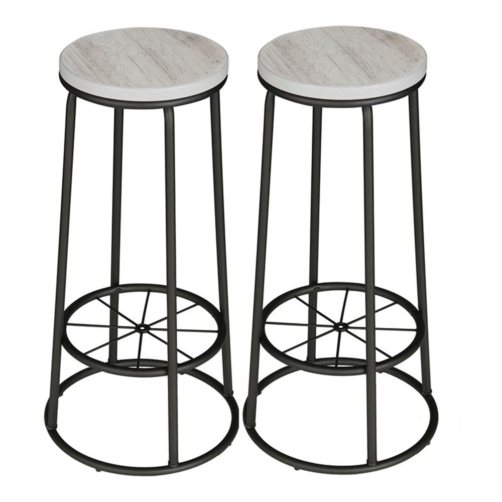 Vanceboro White and Black Metal Bar Stools, Set of 2