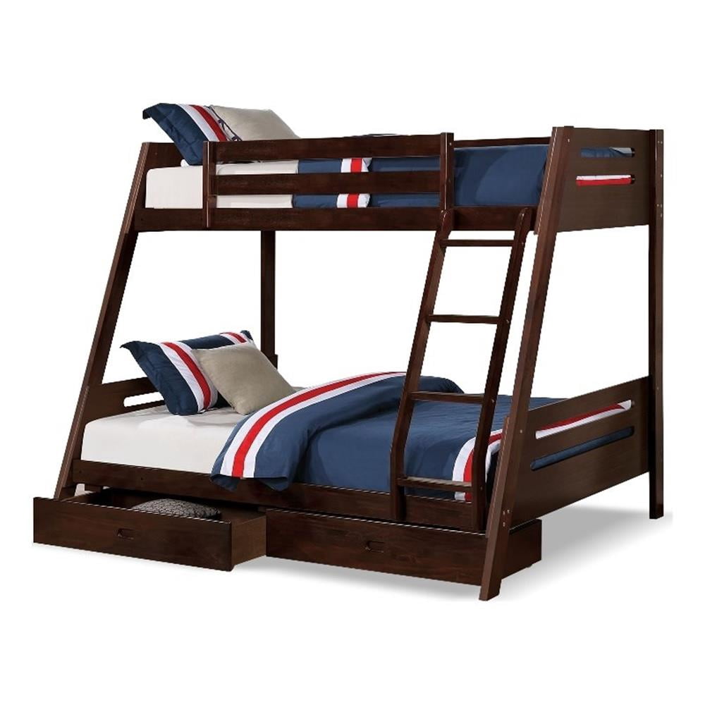 Furniture of America Challen 2-Drawer Wood Twin over Full Bunk Bed in ...
