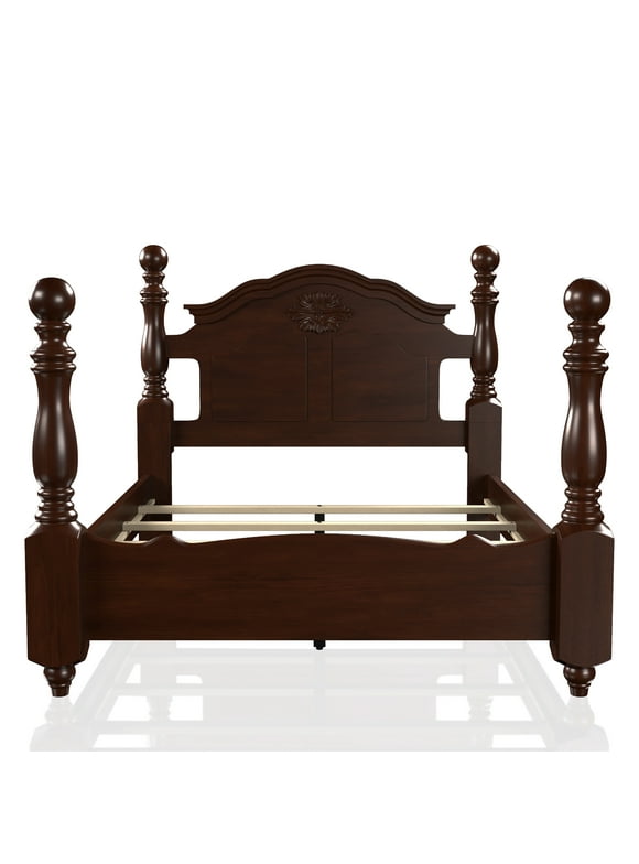 Furniture of America Chante Panel Bed, California King, Glossy Dark Pine