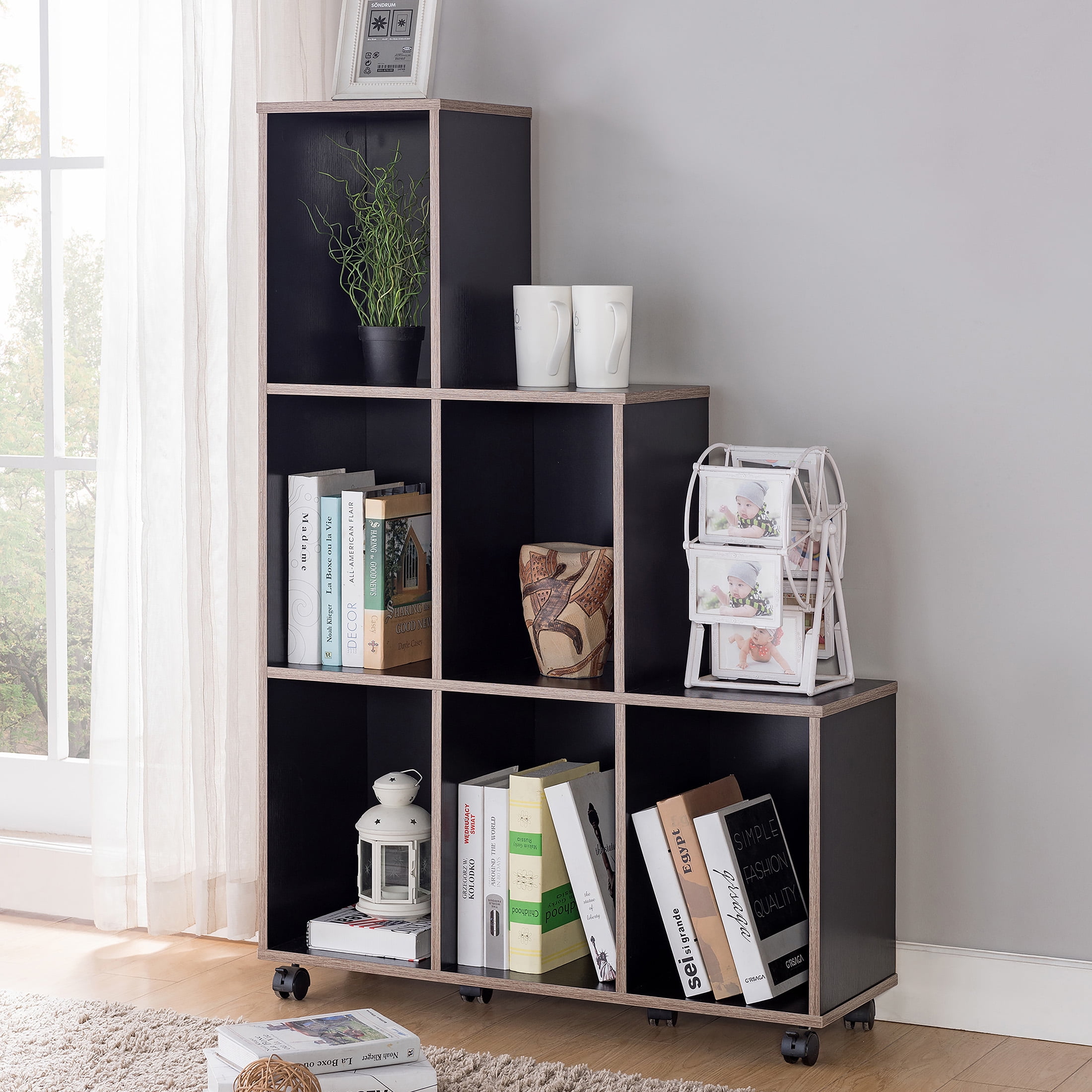 Furniture of America Chapin 6-Compartment Bookcase, Cappuccino