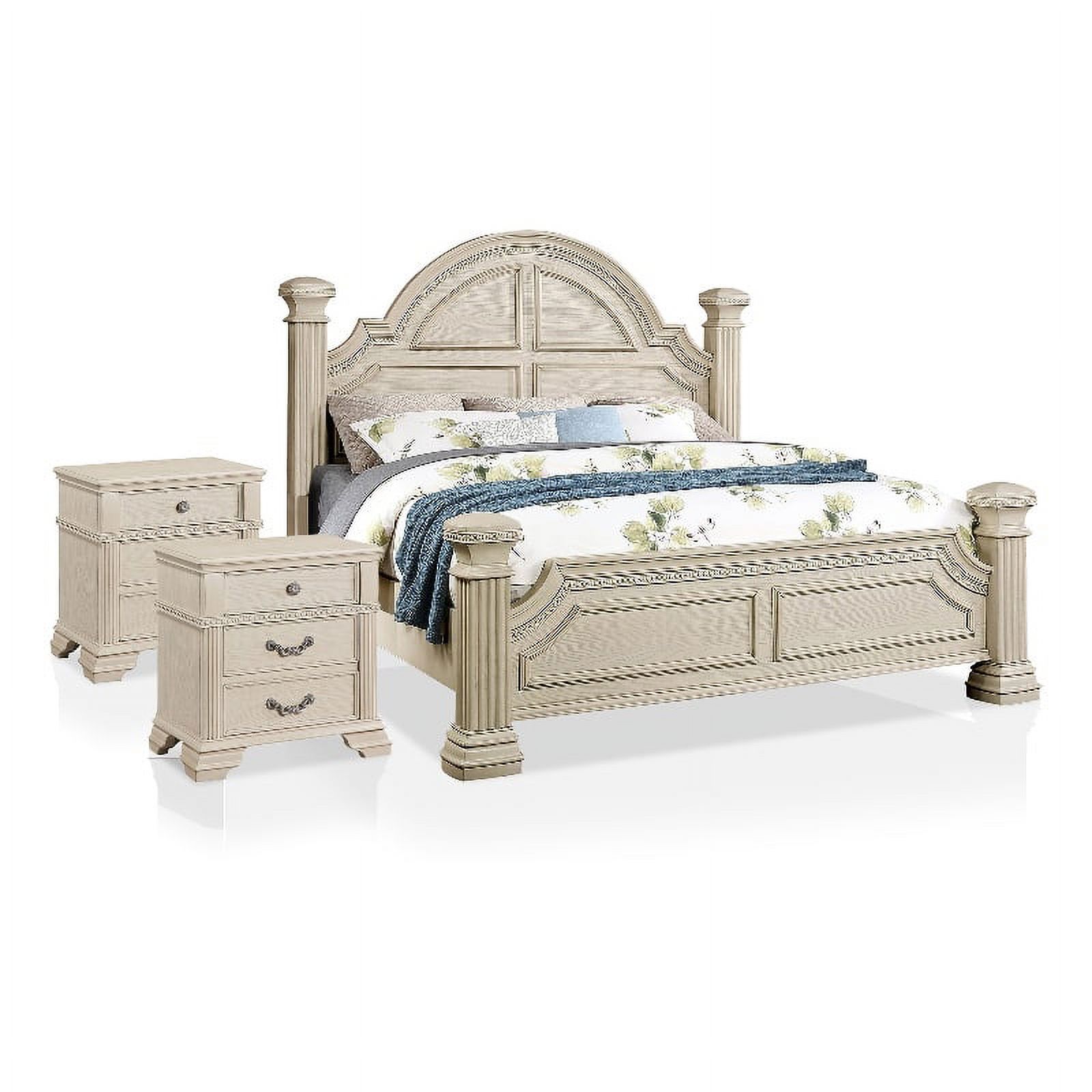 Furniture of America Charo 3pc White Wood Bedroom Set-King + 2 ...