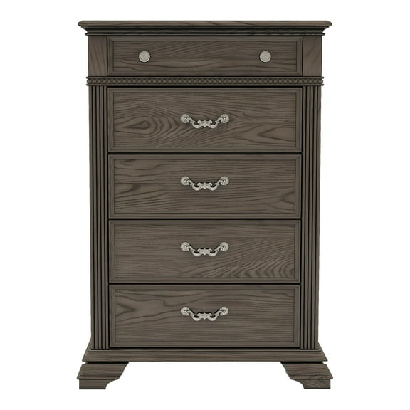 Furniture of America Charo Traditional Wood 5-Drawer Chest in Gray