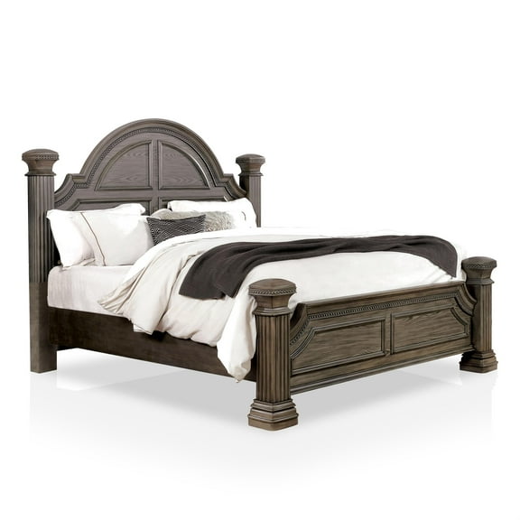 Furniture of America Charo Traditional Wood Queen Panel Bed in Gray