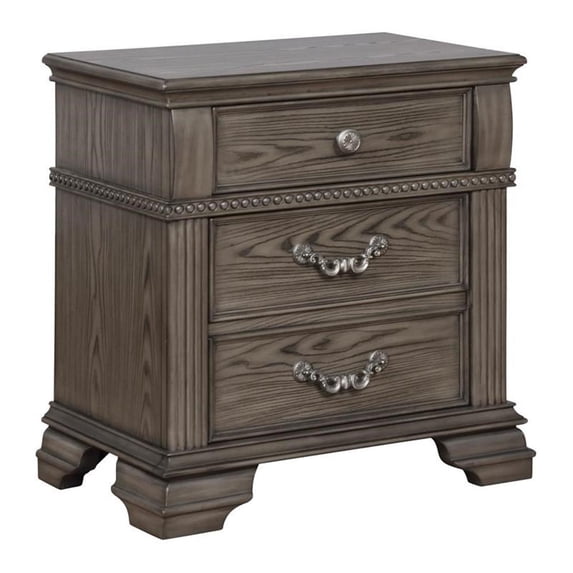 Furniture of America Charo Wood 2-Drawer Nightstand with USB Port in Gray