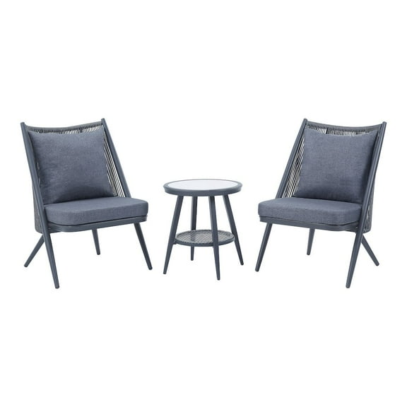 Furniture of America Chauncy Aluminum 3-Piece Outdoor Bistro Set in Gray