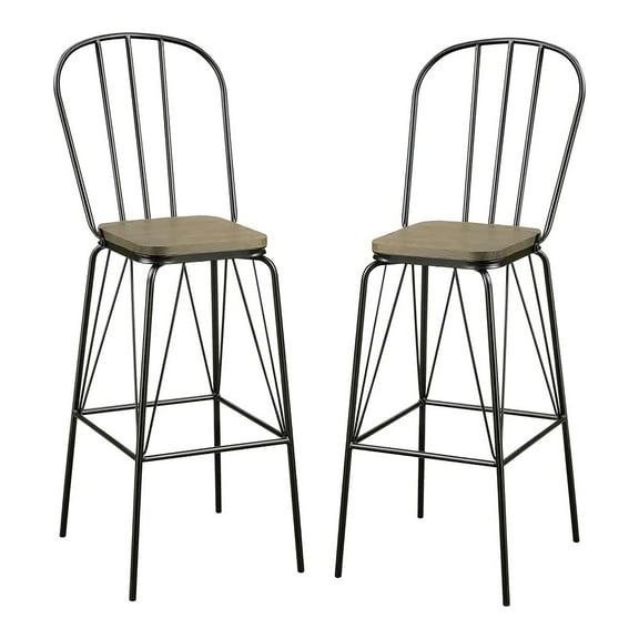 Furniture of America Chelsea Metal Windsor Bar Stool in Black (Set of 2)