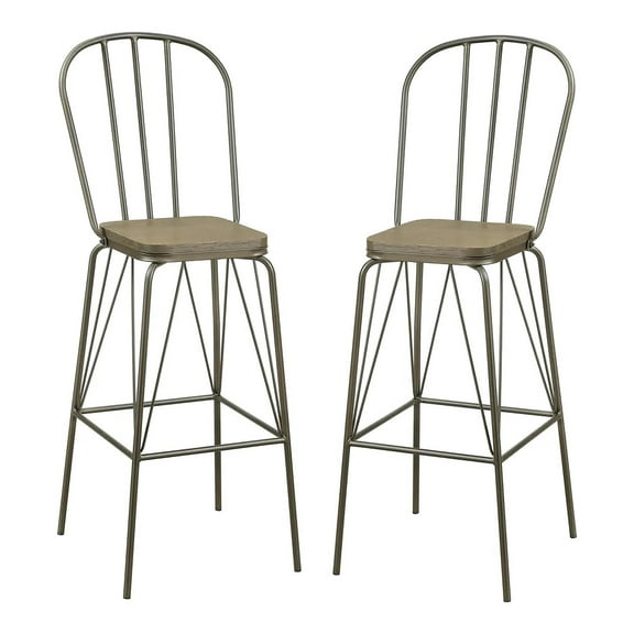 Furniture of America Chelsea Metal Windsor Bar Stool in Bronze (Set of 2)