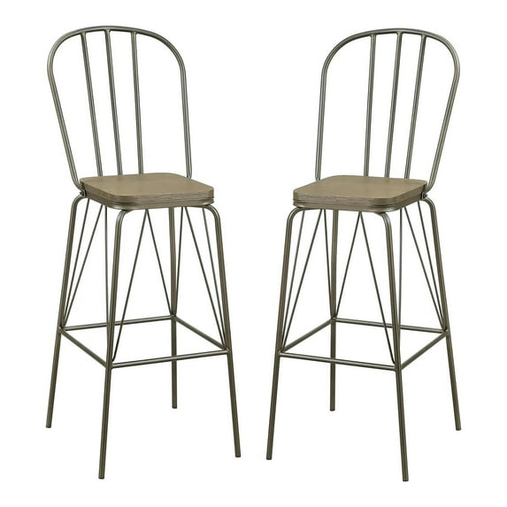 Furniture of America Chelsea Metal Windsor Bar Stool in Bronze (Set of 2)