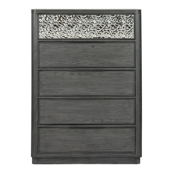 Furniture of America Cheri 5-Drawer Solid Wood Adult Bedroom Chest Dresser, Ash Gray