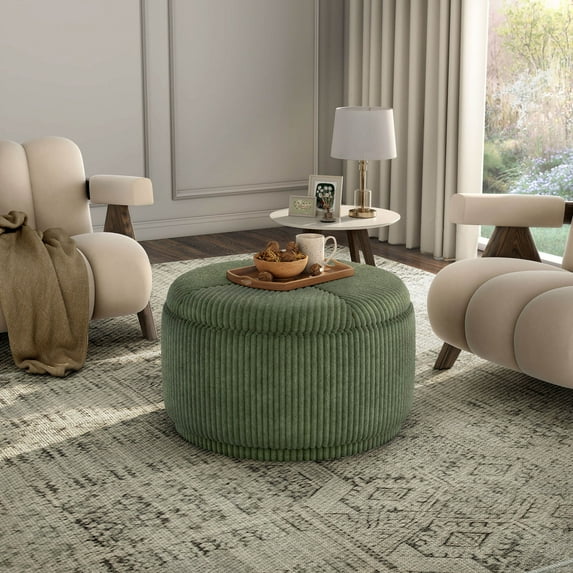 Furniture of America Cheri Modern Chenille Flip Top Storage Ottoman, Green