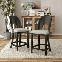 Furniture of America Cheri Modern Wood Indoor Counter Height Dining Chairs, Ash Gray (Set of 2)