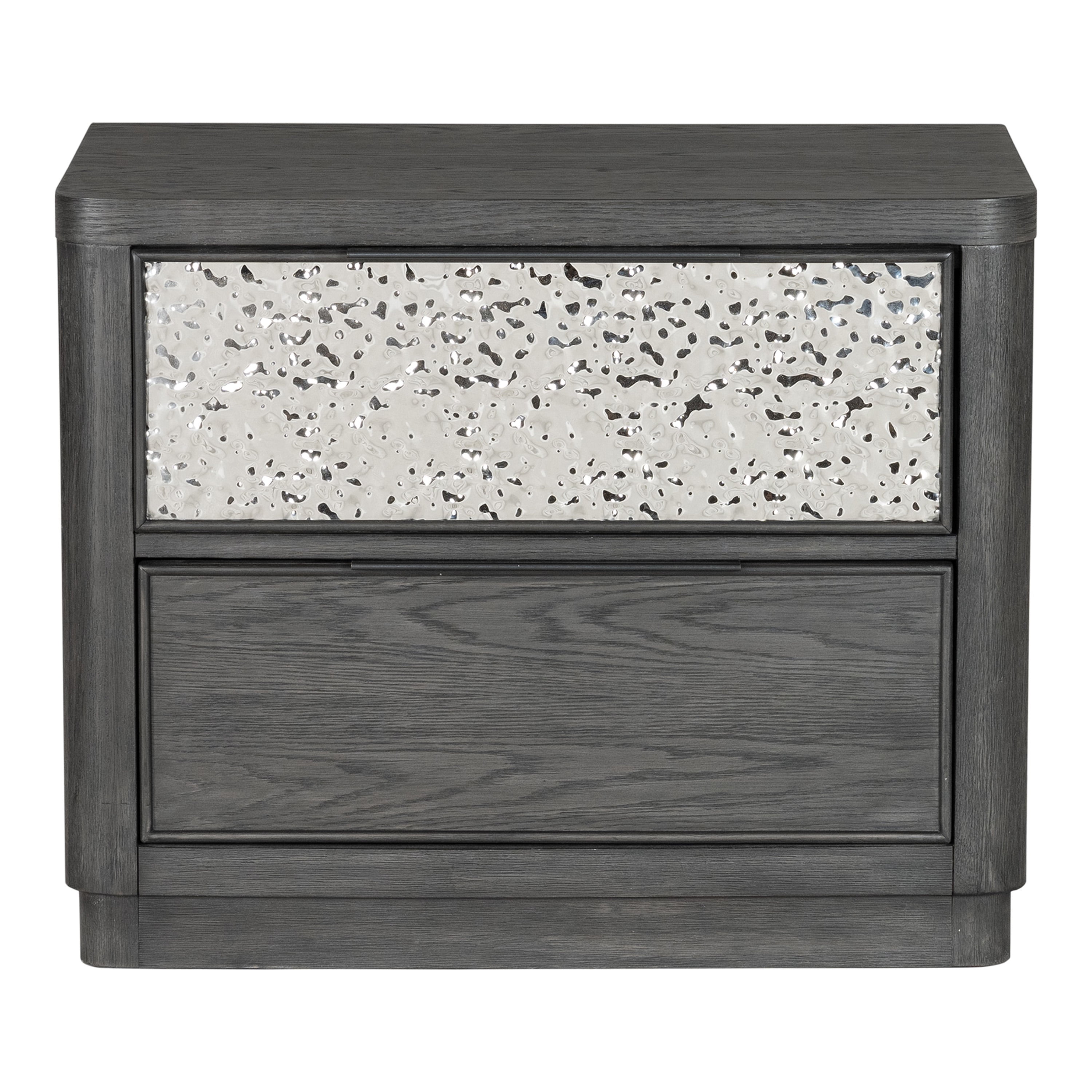 Furniture of America Cheri Solid Wood 2-Drawer Adult Nightstand with USB Port, Ash Gray