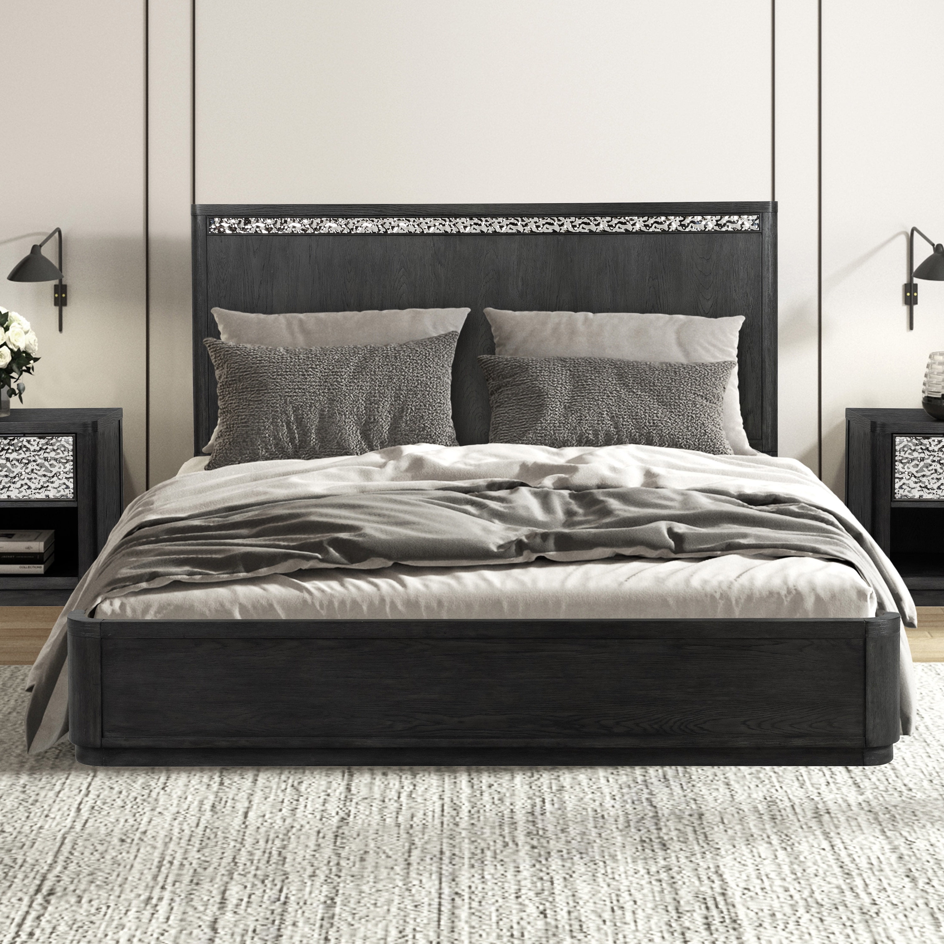 Furniture of America Cheri Solid Wood Adult Platform Bed, Queen, Ash Gray
