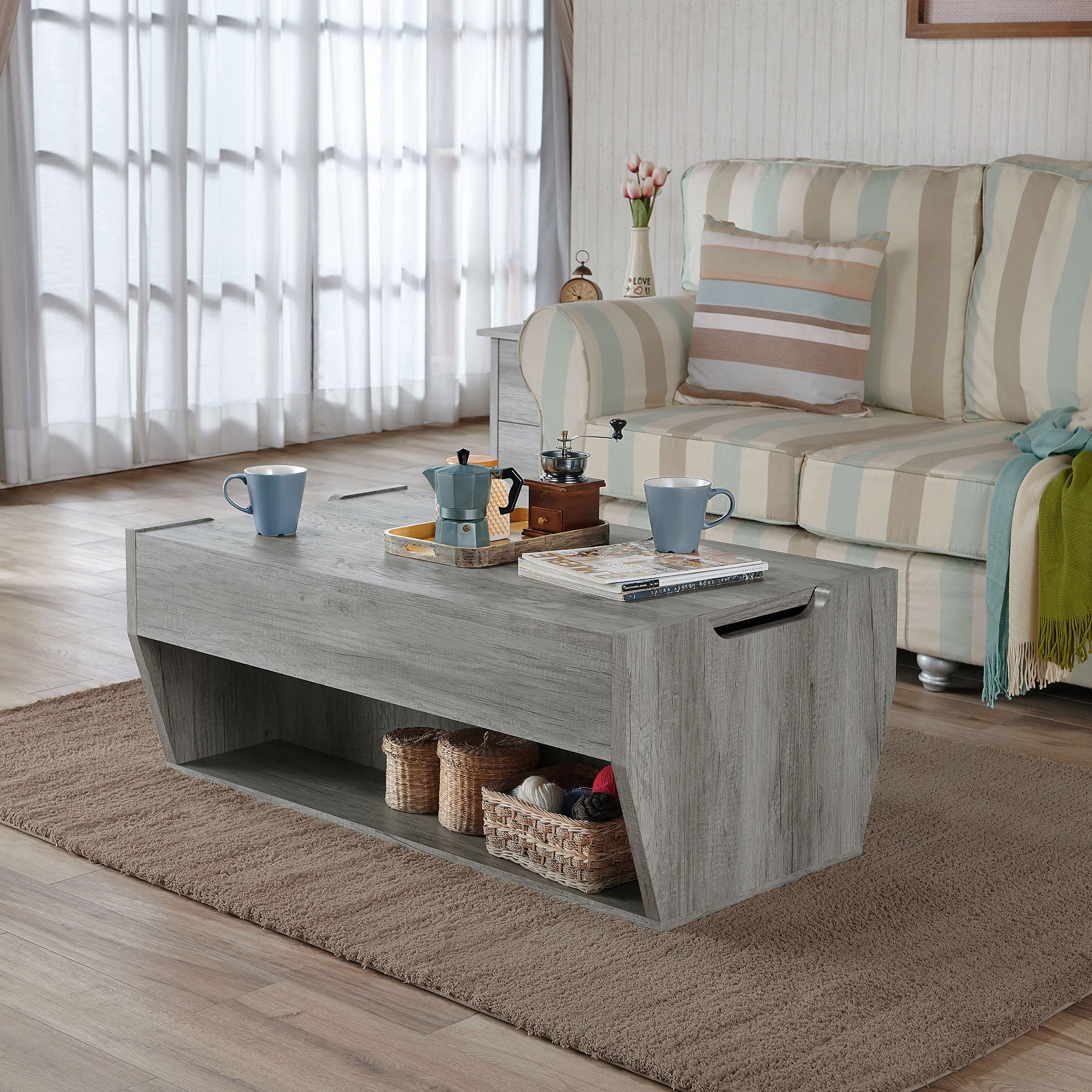 Furniture of America Chet Lift-Top Coffee Table - Gray - Walmart.com