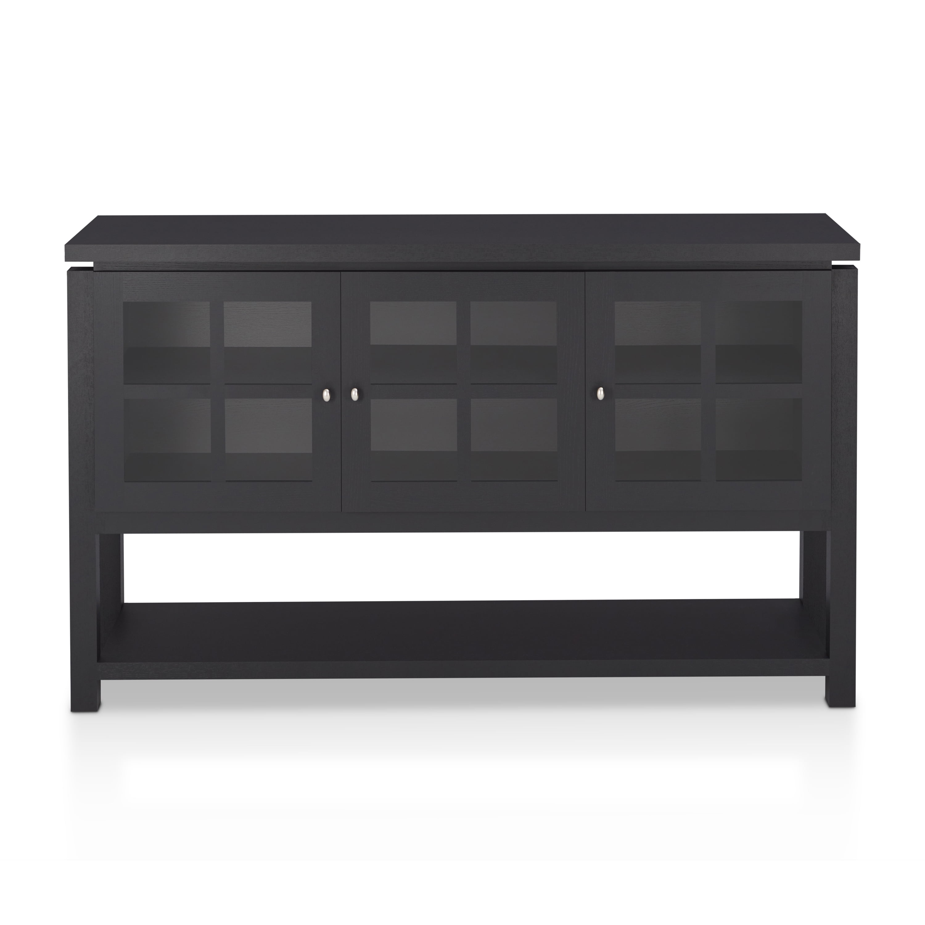 Furniture of America Chico 59" Transitional Wood Veneer Multi-Storage Sideboard Buffet, Black