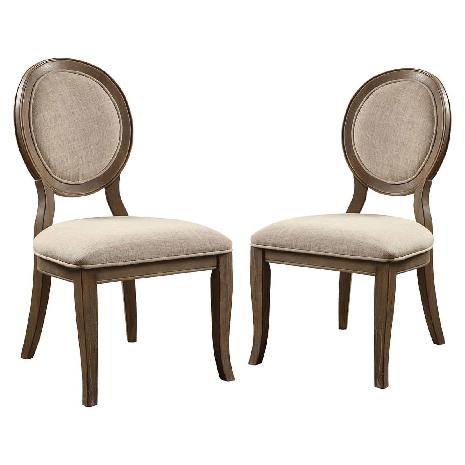 Furniture of America Chlido Fabric Padded Side Chair in Rustic Oak Set of 2