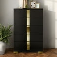 thumbnail image 1 of Furniture of America Chora Adult Modern 5-Drawer Solid Wood Bedroom Vertical Dresser, Black and Gold, 1 of 9