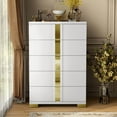 thumbnail image 1 of Furniture of America Chora Adult Modern 5-Drawer Solid Wood Bedroom Vertical Dresser, White and Gold, 1 of 8