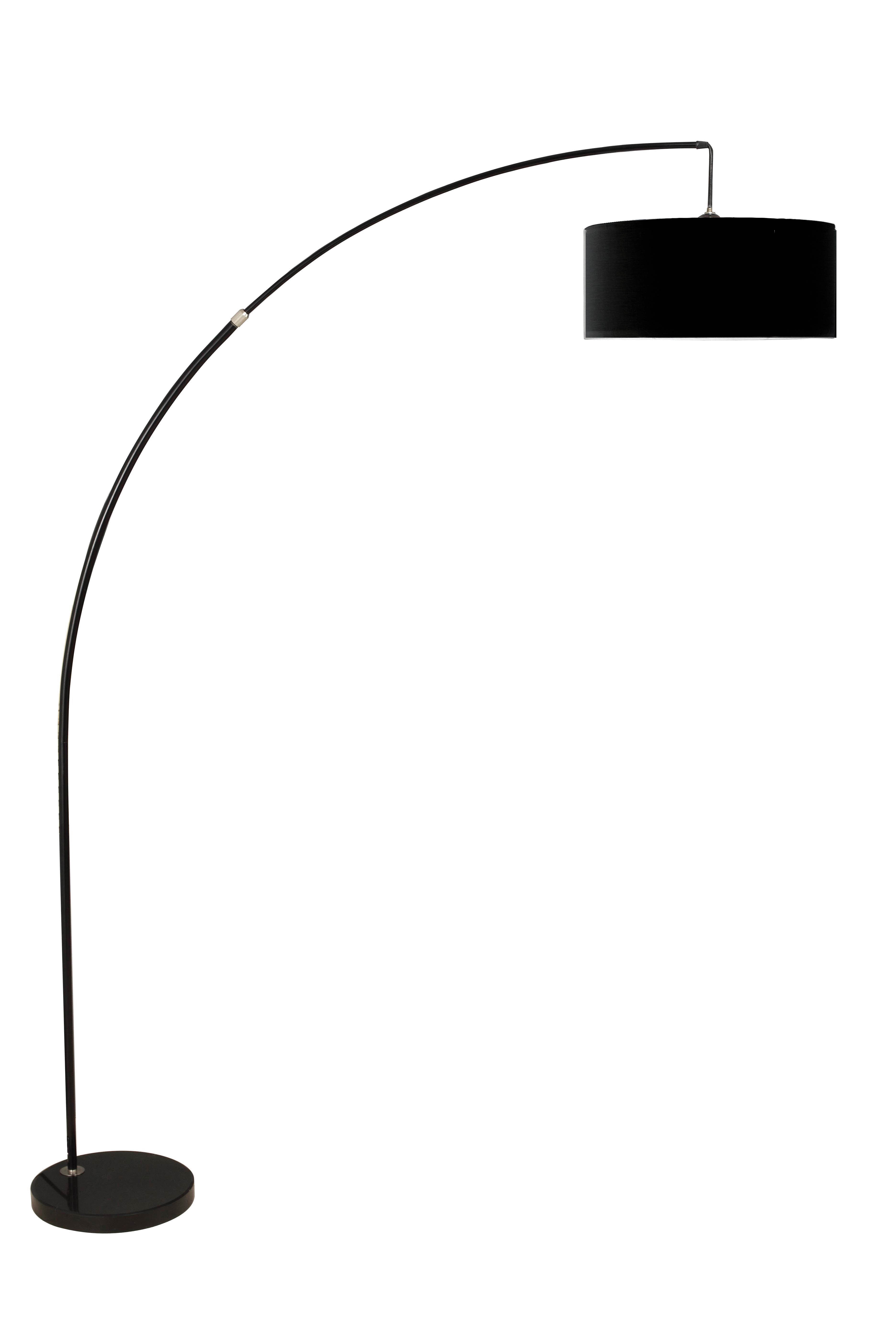 Black Metal Adjustable Arc Floor Lamp with Drum Shade