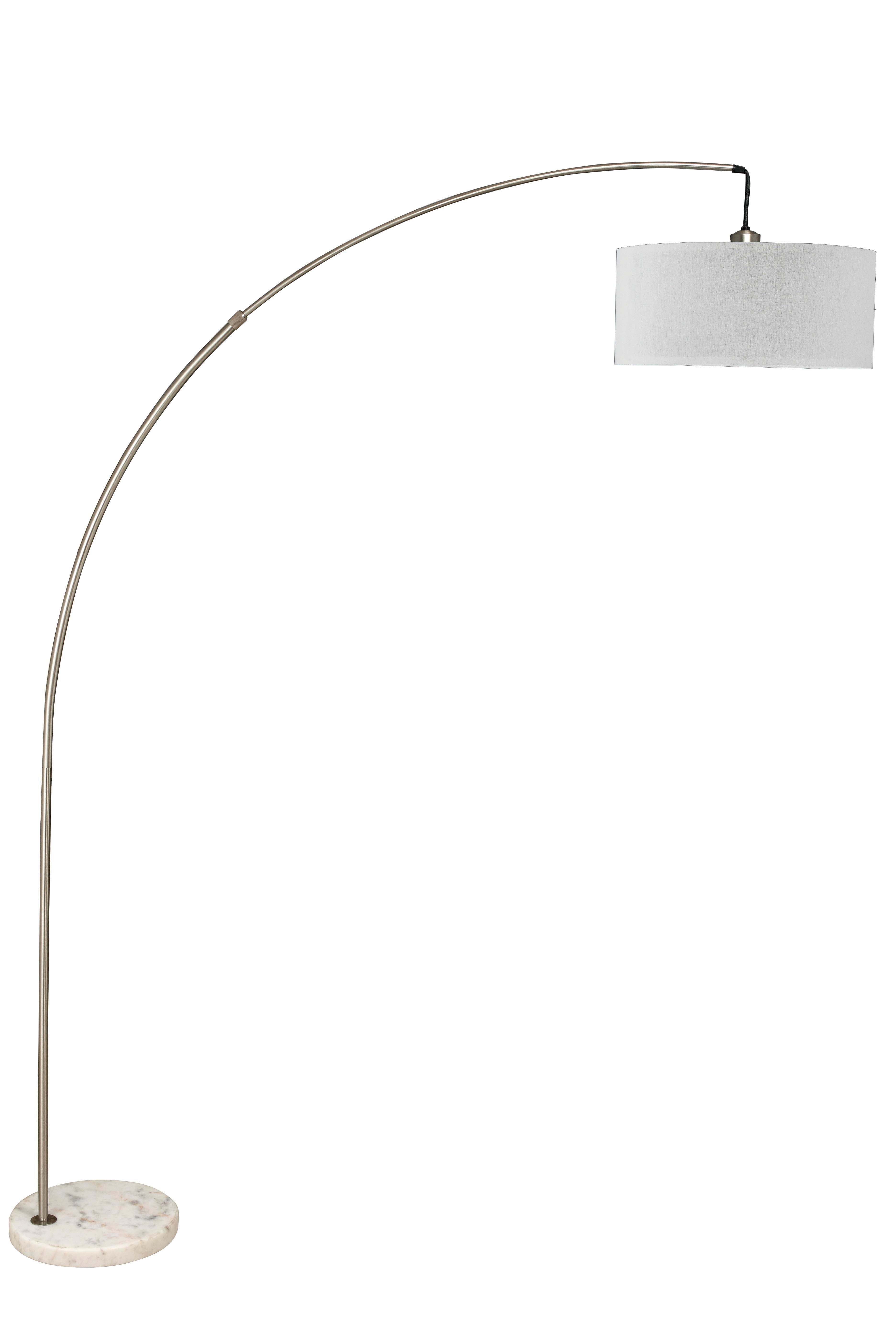 Adjustable White Steel Arched Floor Lamp with Marble Base