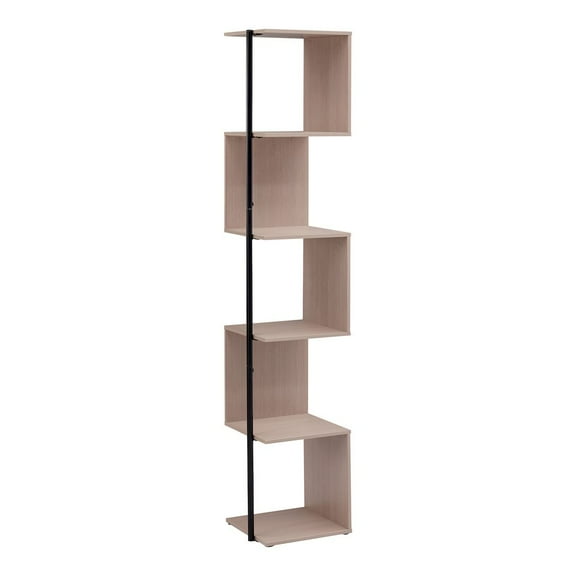Furniture of America Cirion Modern Wood 5-Shelf Corner Bookcase in Blush Pink
