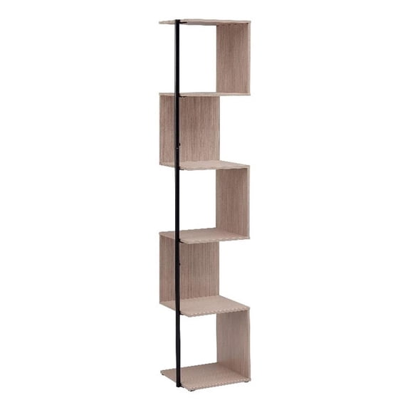 Furniture of America Cirion Modern Wood 5-Shelf Corner Bookcase in Blush Pink