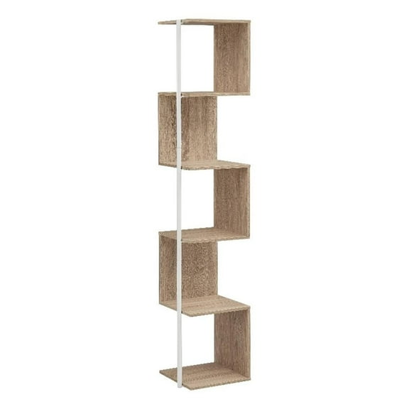 Furniture of America Cirion Modern Wood 5-Shelf Corner Bookcase in Natural