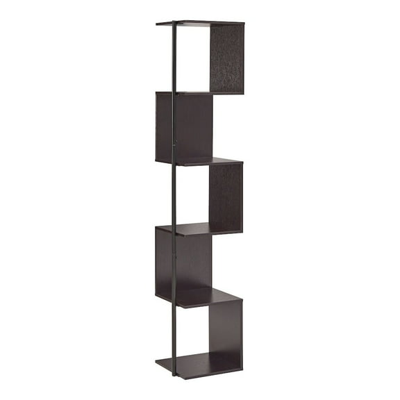 Furniture of America Cirion Modern Wood 5-Shelf Corner Bookcase in Red Cocoa