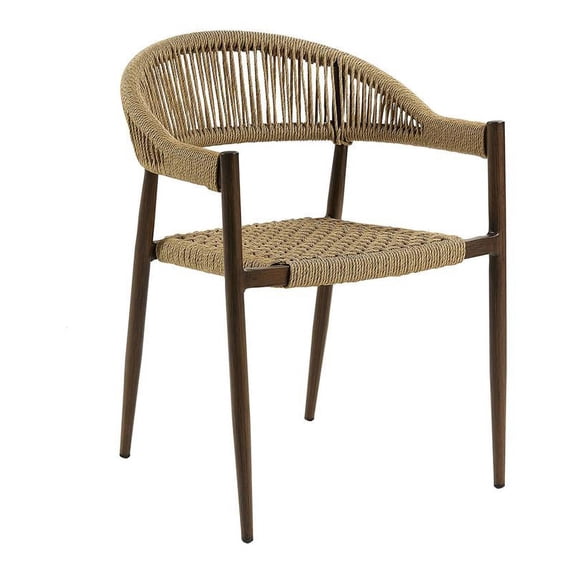 Furniture of America Clark Aluminum Patio Dining Chair in Walnut