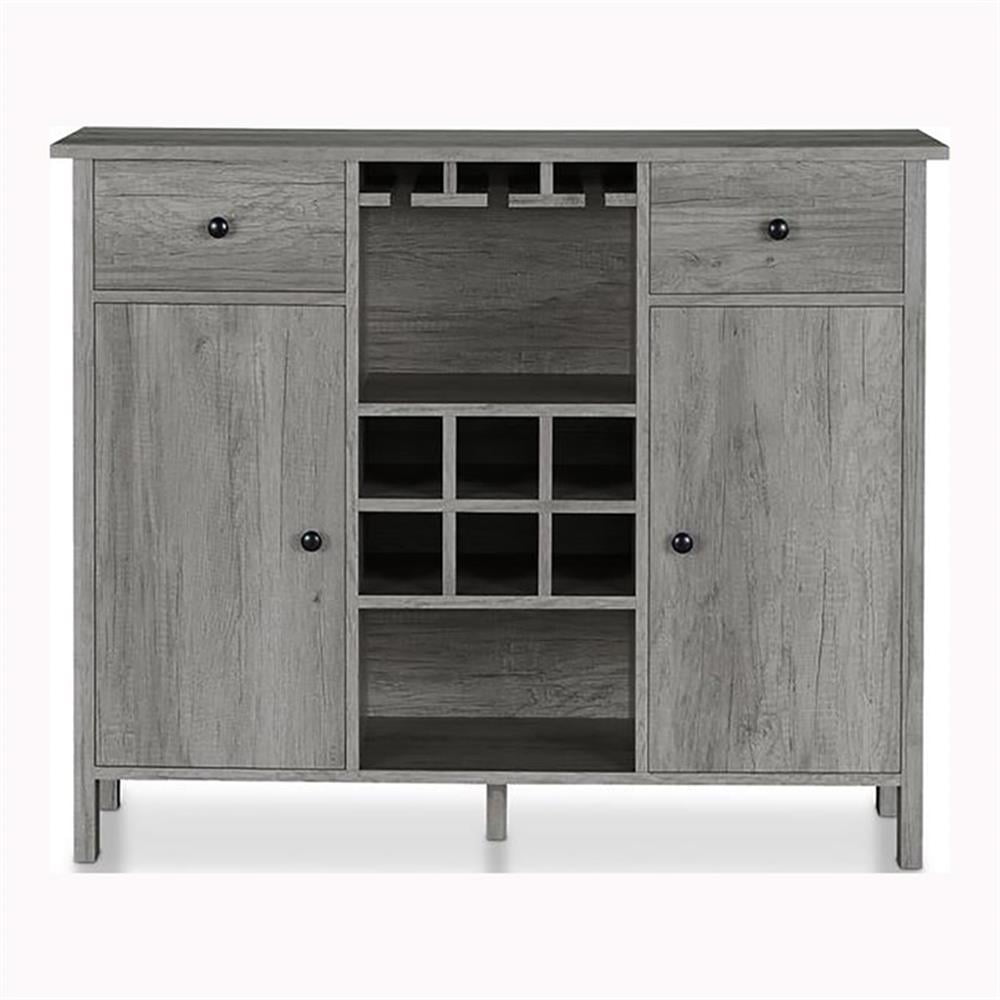 Brigman Vintage Gray Oak Sideboard with Wine Storage