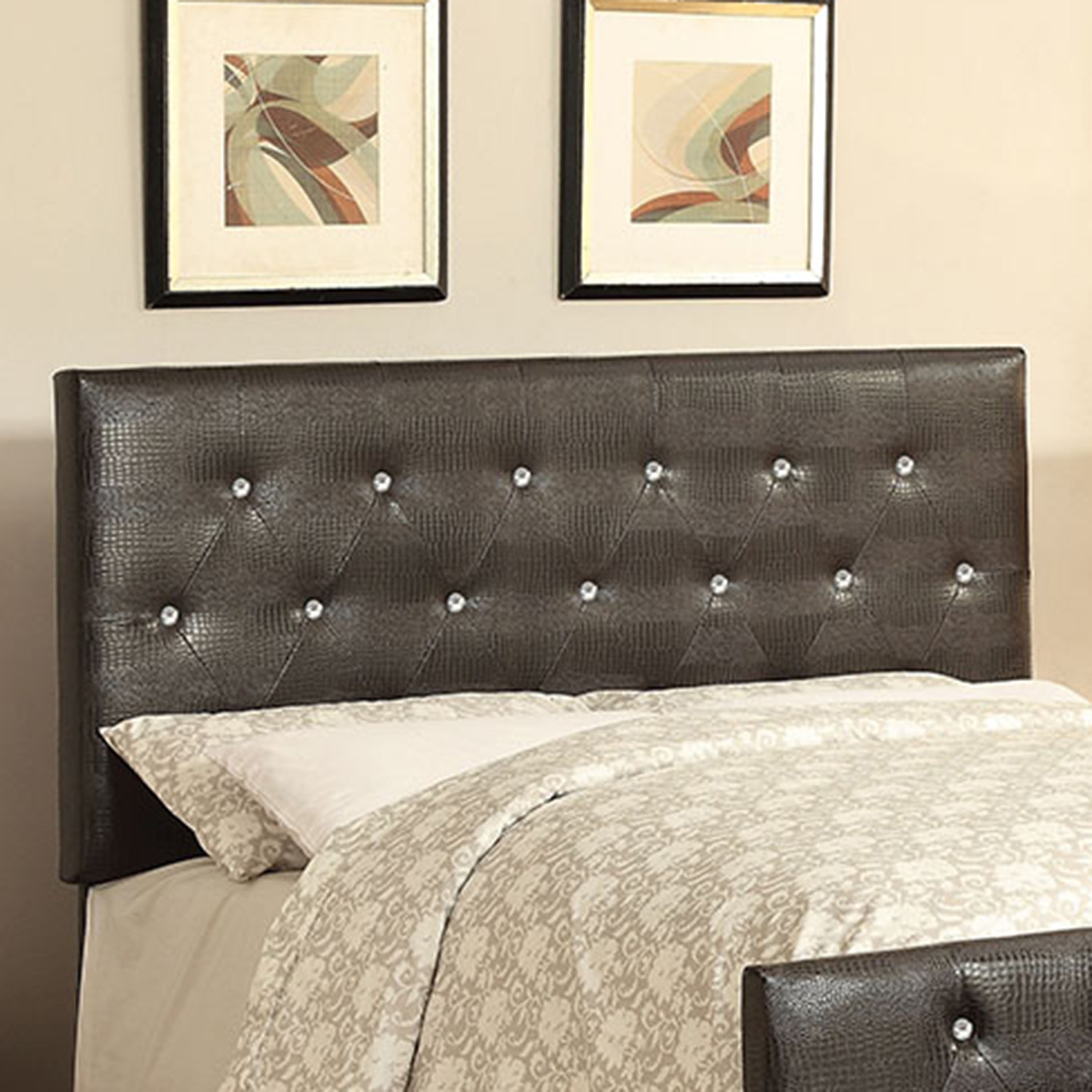 Furniture of America Cleaver Tufted Faux Leather Brown Full/Queen Kids Headboard